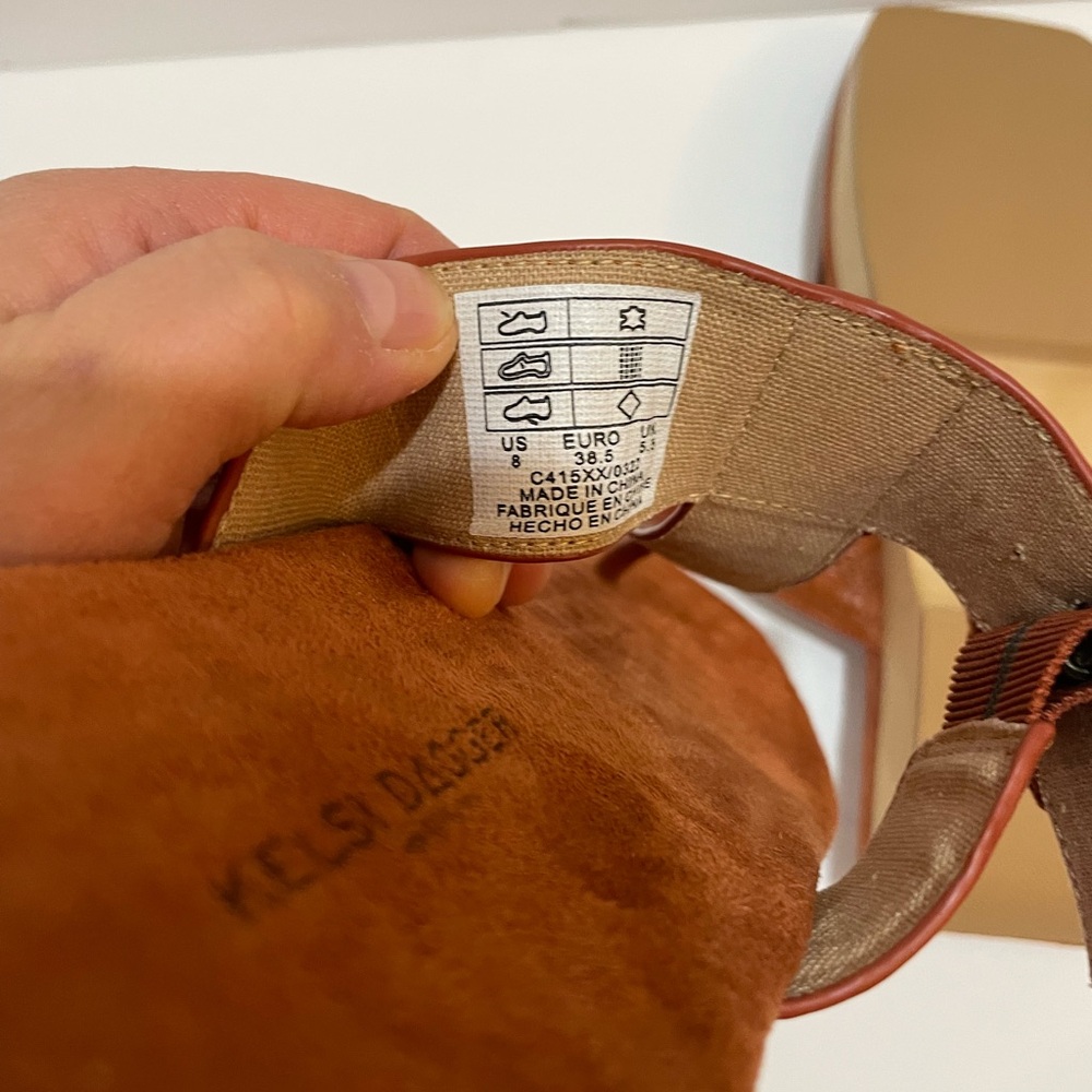 Anthropologie Kelsi Dagger Sandals sz. 8 Brooklyn Swag Thong Suede Brown Orange - Picture 9 of 9